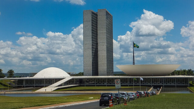 Bras&iacute;lia, Federal District, Brazil, December 2012- view of the Pal&aacute;cio do Congresso Nacional (Palace of the National Congress),  a building designed by the famous architect Oscar  Niemeyer  