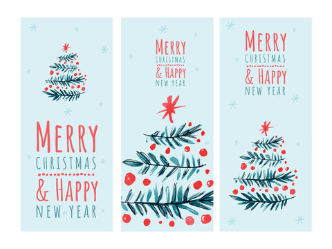 Watercolor illustration Christmas card