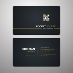cool elegant dark blue and yellow business card template