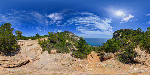 view from Atlantis bay in Ibiza island Spain 360° x 180° panorama