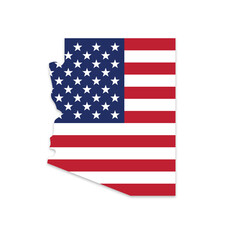arizona map shape with usa flag logo