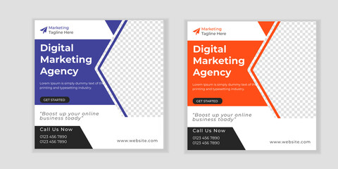 Digital Marketing Social Media Post banner Template set, social media post banner design template. business marketing post. Digital marketing agency post banner set, Digital marketing expert banner.