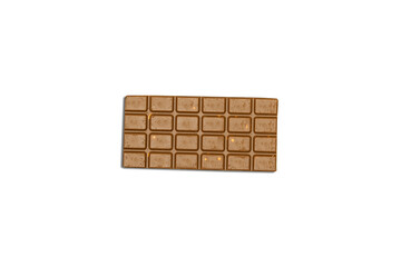 Milk chocolate bar isolated on white background from top view