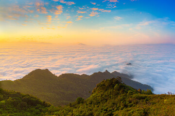 Mountains and fog in the morning of thailand