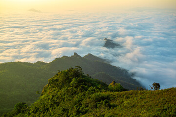 Mountains and fog in the morning of thailand