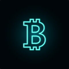 Bitcoin Sign Neon Effect Dark Background Vector Illustration Non-new sign and object for the decoration of retail outlets at night