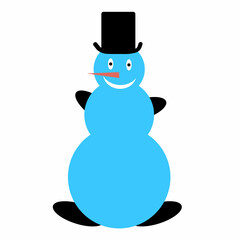 One snowman on a white background. Vector art.