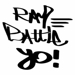 Graffiti tag inscription rap battle on a white background. Vector art.