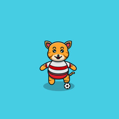 Cute Baby Tiger Football. Character, Mascot, Icon, and Cute Design.