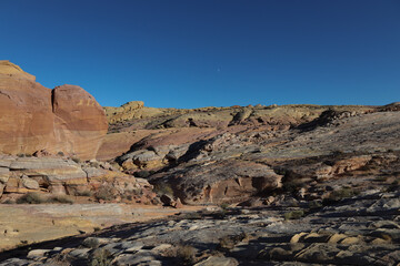 Valley of Fire State Park is a public recreation and nature preservation area covering nearly 46,000 acres located 16 miles south of Overton, Nevada. The state park derives its name from red sandstone