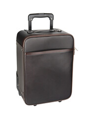 Dark brown travel suitcase isolated on white