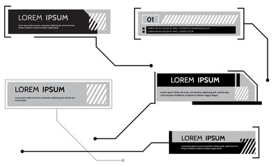 Digital callouts, titles frame text, HUD . Set of templates, modern banners, presentation isolated. Vector design of title bar for infographics, advertising, video production.