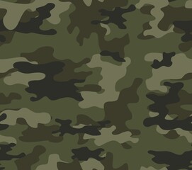 Fototapeta premium Army camo pattern, hunting clothing background, military uniform texture, repeating print.