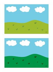 Nature landscape meadow and sky. Vector illustration.