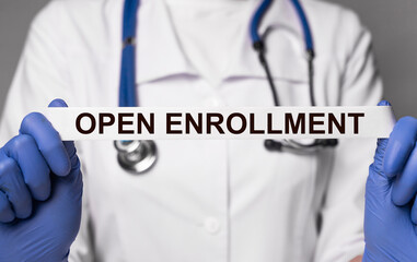 Open enrollment. Medical coverage, health insurance concept.