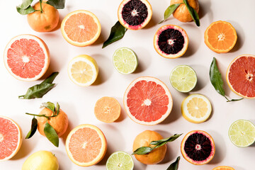 beautiful cluster of citrus on pink