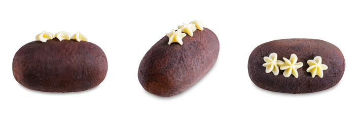 Chocolate cake potato on a white isolated background