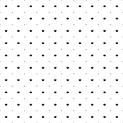 Square seamless background pattern from geometric shapes are different sizes and opacity. The pattern is evenly filled with small black pot symbols. Vector illustration on white background