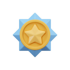 Winner medal icon. Isolated on white. 3d rendering illustration.