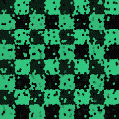 Black and green checkerboard mosaic. Abstract background.