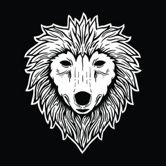 wolf black and white illustration print on t-shirts,jacket,souvenirs or tattoo free vector