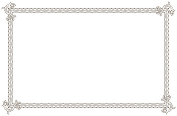 Old vintage frame. Retro floral rectangle. Decorative antique museum picture border or deco devider