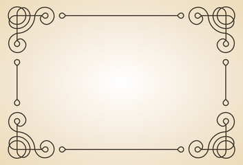 Decorative frame. Vintage calligraphic antique border. Ornate calligraph rectangle frame. Filigree line ornament for framed certificate template