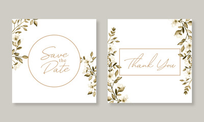 Beautiful floral watercolor for save the date card and thank you card template