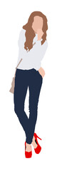 Cute shy woman standing illustration