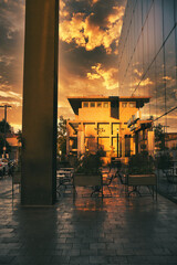 Beautiful Cityscape with Sun Reflections on Buildings of Tel Aviv, Israel under amazing Skies.