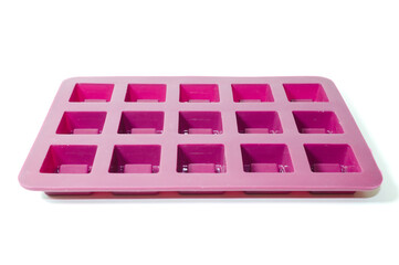 Silicone ice cube tray with white background