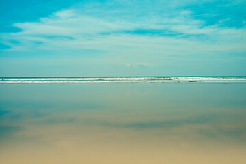 El Salvador beach El cuco in San Miguel with water reflection Central america