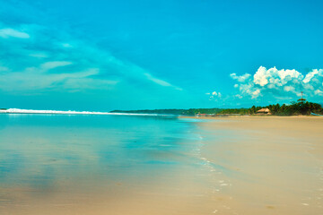 Obraz premium El Salvador beach El cuco in San Miguel with water reflection Central america
