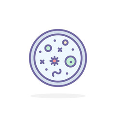 Bacteria in Petri dish icon in filled outline style.