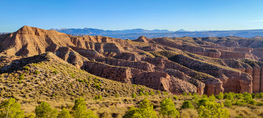 Crests and cliffs of the Badlands of Gorafe - Granada.