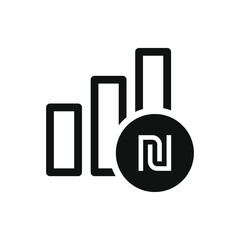 Shekel growth. Money increase chart icon design isolated on white background. Vector illustration