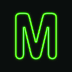 Capital Neon letter M. glowing neon alphabet. Night show alphabet. vector Illustration. eps 10