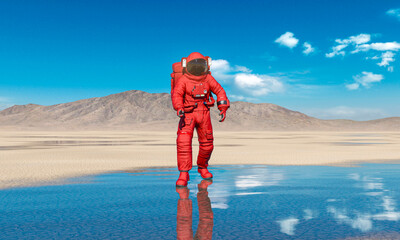 astronaut found water in the desert of another planet after rain