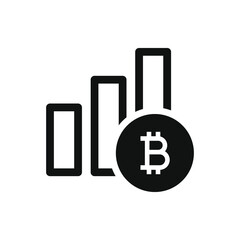 Bitcoin growth. Money increase chart icon design isolated on white background. Vector illustration