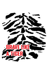 Abstract tiger stripes with lettering, exotic animal skin design print.
