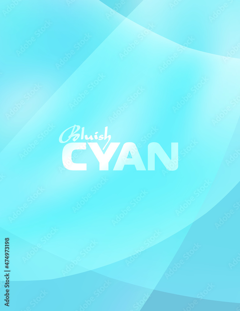 Poster bluish cyan background with translucent rounded shapes