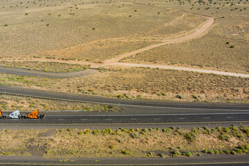 Above the road in a desert New Mexico on Interstate highway