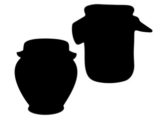 Jam jar in the set. Vector image.