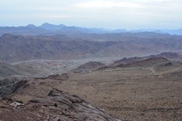 Egypt. View from Mount Sinai in the morning at sunrise.