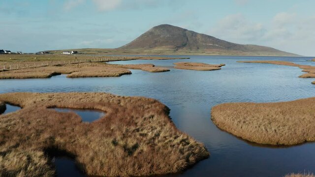 Top view of the salt marshes at Northton on the Isle of Harris, Outer Hebrides, Scotland