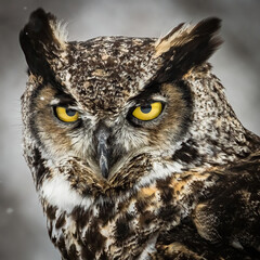 Great Horned Owl Giving a Sharp Look.