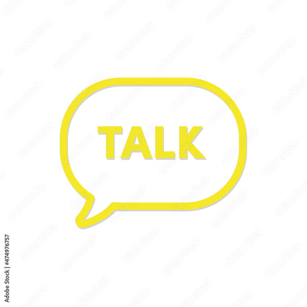 Aufkleber talk word in speech bubble design isolated on white background