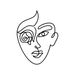 Face of an abstract woman with a flower.