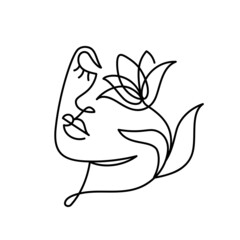 Face of an abstract woman with a flower.