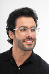 man with glasses, studio shot.